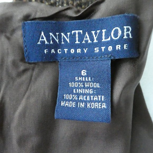Wool Ann Taylor Dress Career Work Wear Brown Lined Sleeveless Back YKK Zip 6 - Picture 8 of 9